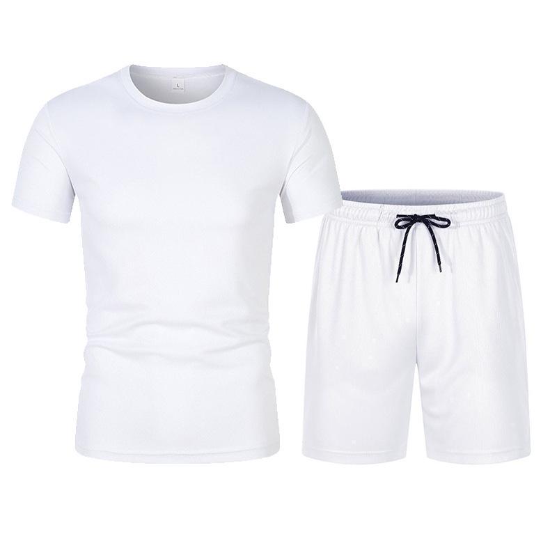 Men's Summer Mesh Basketball Set: Breathable Short Sleeve Tee + Solid Color Shorts