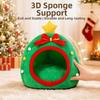 Warm Plush Xmas Tree Shaped Pet House Non-slip Pet Sleeping Cave Cat Sofa Bed Holiday Decor