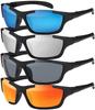 Lunettes de soleil de sport pour hommes polarisées rectangulaires miroir mat