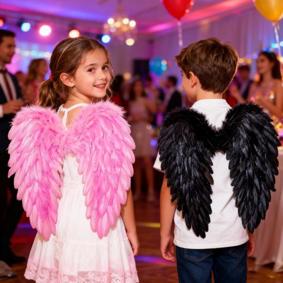 Yousheng Angel Wings for Kids Girls Fairy Feather Wings Costume Fancy Party Dress Up Accessories for Halloween Cosplay Party