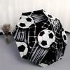 Soccer Ball Pattern Automatic Folding Umbrella  8 Ribs, Durable Iron Frame, Bright Color Pattern Compact Travel Umbrella, Suitable for Outdo