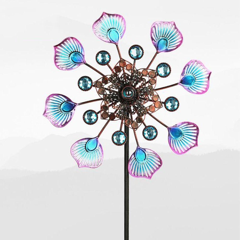 Removable Wind Collectors Rotator Iron Art Metal Windmill Gardening Plug  Courtyard