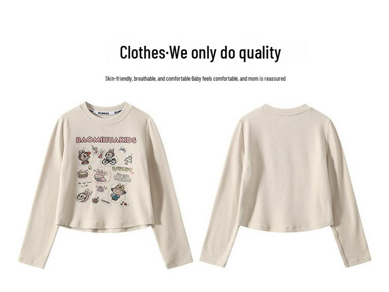 Girls' Trendy Autumn Outfit: Stylish Sweatshirt & Flap Pants Two-Piece Set