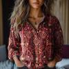 2025 Spring/Summer/Autumn Women's Versatile Printed Casual Lapel Shirt