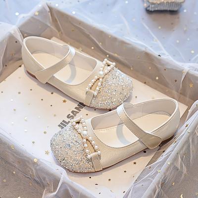 Mädchen Prinzessin Schuhe 2025 Frühling und Herbst Strass Einzelne Schuhe Baby Kleine Lederschuhe Kinderschuhe Weiche Sohle mit Kleid Glänzend
