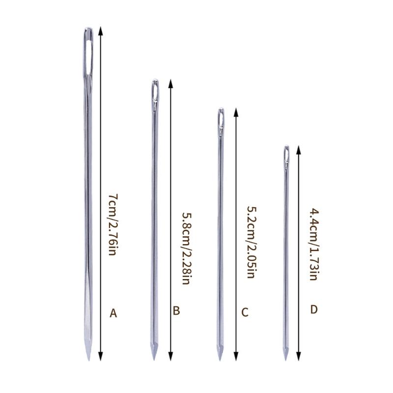 20pcs Leather Crafts Sewing Needle Metal Silver Color Yarn Knitting Needle DIY