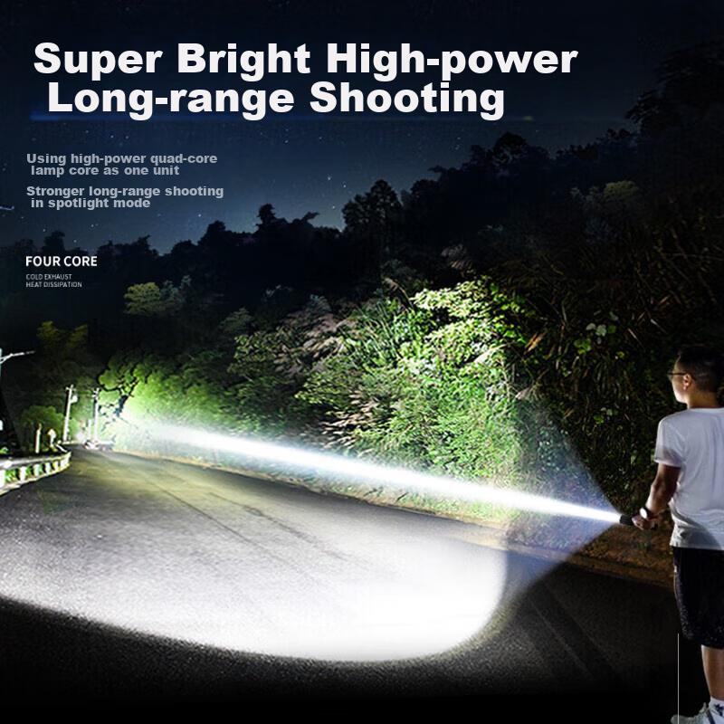 Wasp Aluminum Alloy Flashlight, High-Intensity P70 Ultra-Bright Long-Range Zoomable LED Emergency Light, Waterproof Cycling Strong Beam Flashlight