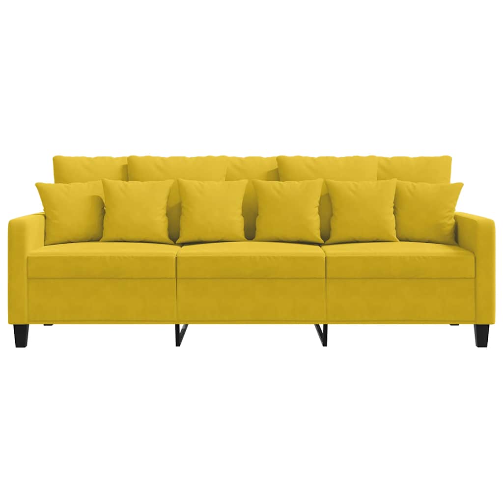 3 Seater Yellow Sofa 180 cm Velvet