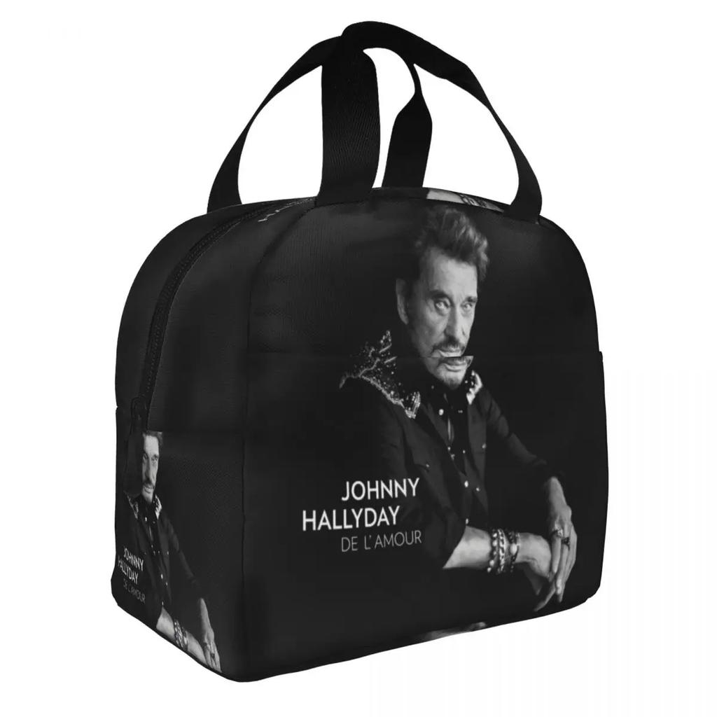 Johnny Hallyday Lunchtaschen Tragbar Isoliert Oxford Kühltasche Frankreich Musiker Thermisch Picknick Arbeit Lunchbox für Damen Mädchen