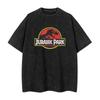 Jurassic Park washed retro Tshirt streetwear hiphop retro Tshirt Unisexs and Womens summer casual shirt