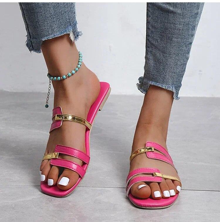 2026 New Women's Shoes Summer Flats Flip Flops Dress Shallow Casual Female Slides Rome Open-toe Women Slippers Slingback Sandals