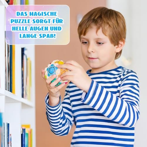 Cofvetia 2 Pack Rainbow Magic Puzzle Ball, Rotating Fidget Toy for Kids & Adults, Stress Relief & Brain Teaser, Logic Skill Training, Birthday Gift
