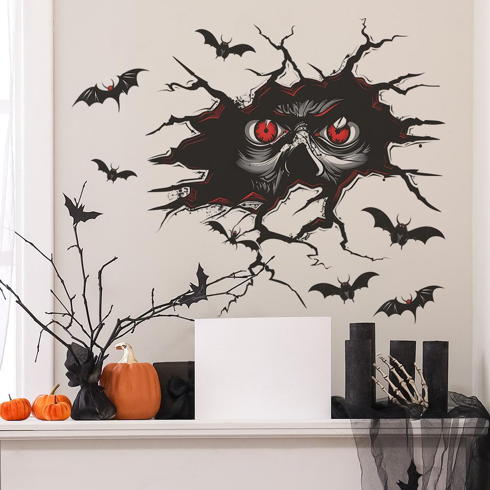 Halloween Scary Eyes Bat Bedroom Living Room Porch Home Decoration Wall Sticker