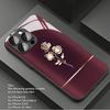 Red Base Gold Rose Tempered Glass Phone Case For Samsung Galaxy S26 Ultra S25 Plus S24 S25 Ultra 5G S23 FE Lens Protect Cover