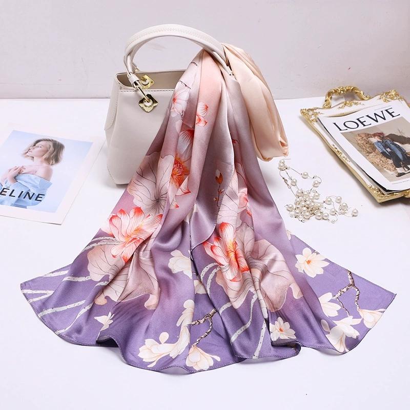 Chinese Ethnic Flower Style 100% Silk Scarves Shawls Long Silk Scarf 170*52Cm