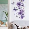 1PCS Purple Flowers Green Plants Butterfly Bedroom Living Room Wall Decoration Wall Stickers Wholesale PVC Material