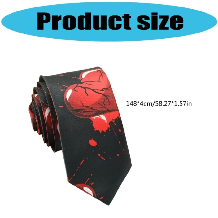 Halloween Punk Theme Necktie with Scary Theme Pattern Cosplay Event Costume Accessory Neckwear for Suit And Party Wear