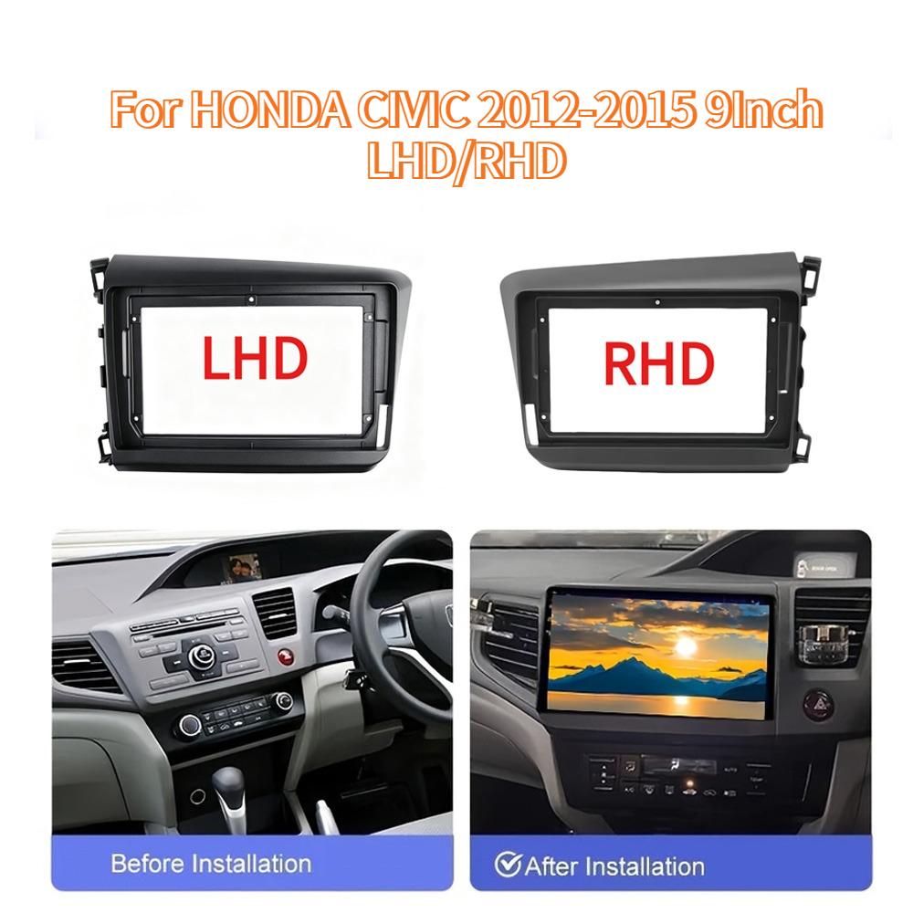 For HONDA CIVIC 2012-2015 LHD/RHD 9 Inch Car Fascia Frame Decorative Panel Mounting Auto Interior Accessories