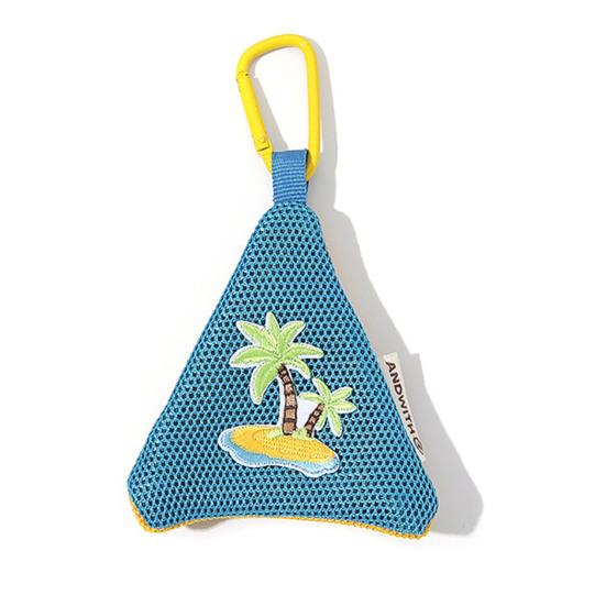

Triangular Coin Purse Compact Mesh Pouch with Zipper & Hanging Buckle Mini Lightweight Storage синій
