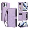 Butterfly Love Flower Multi-card Zipper Wallet Leather Phone Case