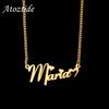 Atoztide Personalized Custom Heart Name Necklaces for Women Stainless Steel Collares Pendant Blade Chain Christmas Jewelry Gift