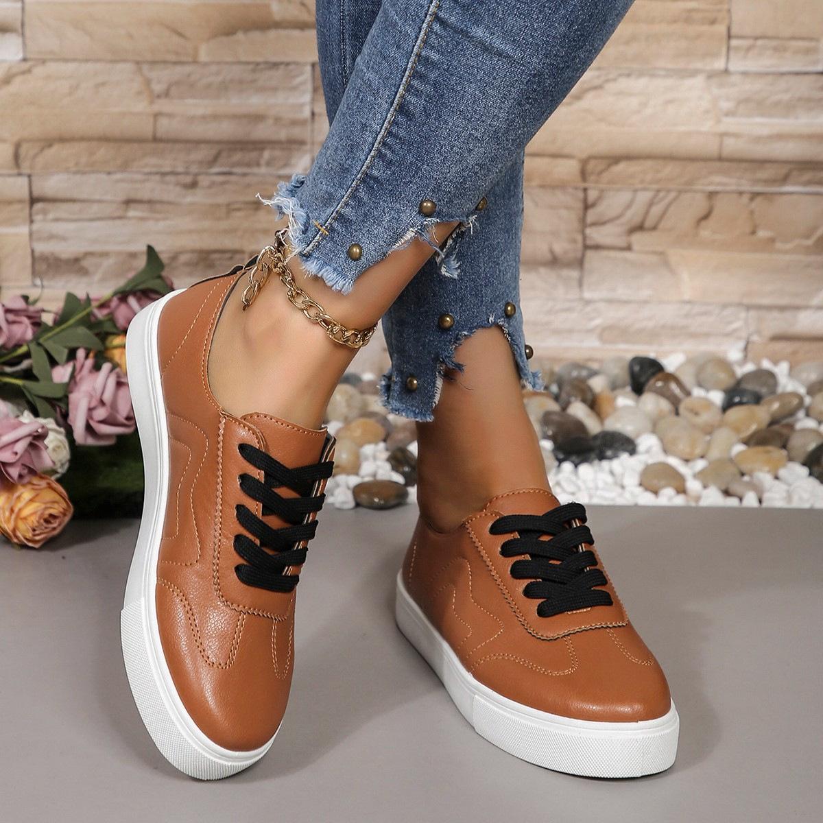 

Маленькие белые туфли женские 2024 летние новые корейские версии модных тенденций на плоской подошве большого размера для спорта и отдыха на доске для женщин 35 коричневый