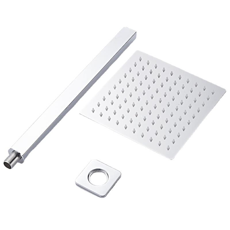 Stainless Steel Ultra-thin Shower Head with Awning 12/10/8 Inch Rain Shower Head Chrome-plated Round and Square Shower Awning