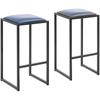 Loft Metal Bar Stool with Black and Blue Upholstery, 2 Pcs.