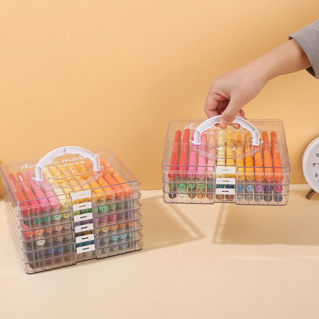 72-Color Soft Tip Acrylic Markers & Watercolor Pens for Primary Students