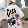 M-8XL Men T-Shirt Oversized Fashion American Monster Fish Graffiti Letter Cool Print T-Shirt Simple Casual Tops Lovers'clothes