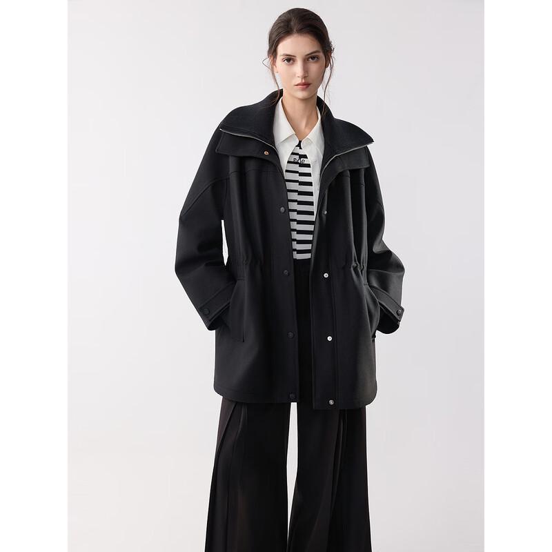 ELLE Women s Lamb Wool Lined Short Hooded Parka L