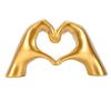 Gold Heart Hand Sculpture Handcrafted Modern Small Resin Heart Finger Statue for Office Home Decor Gold Small Size