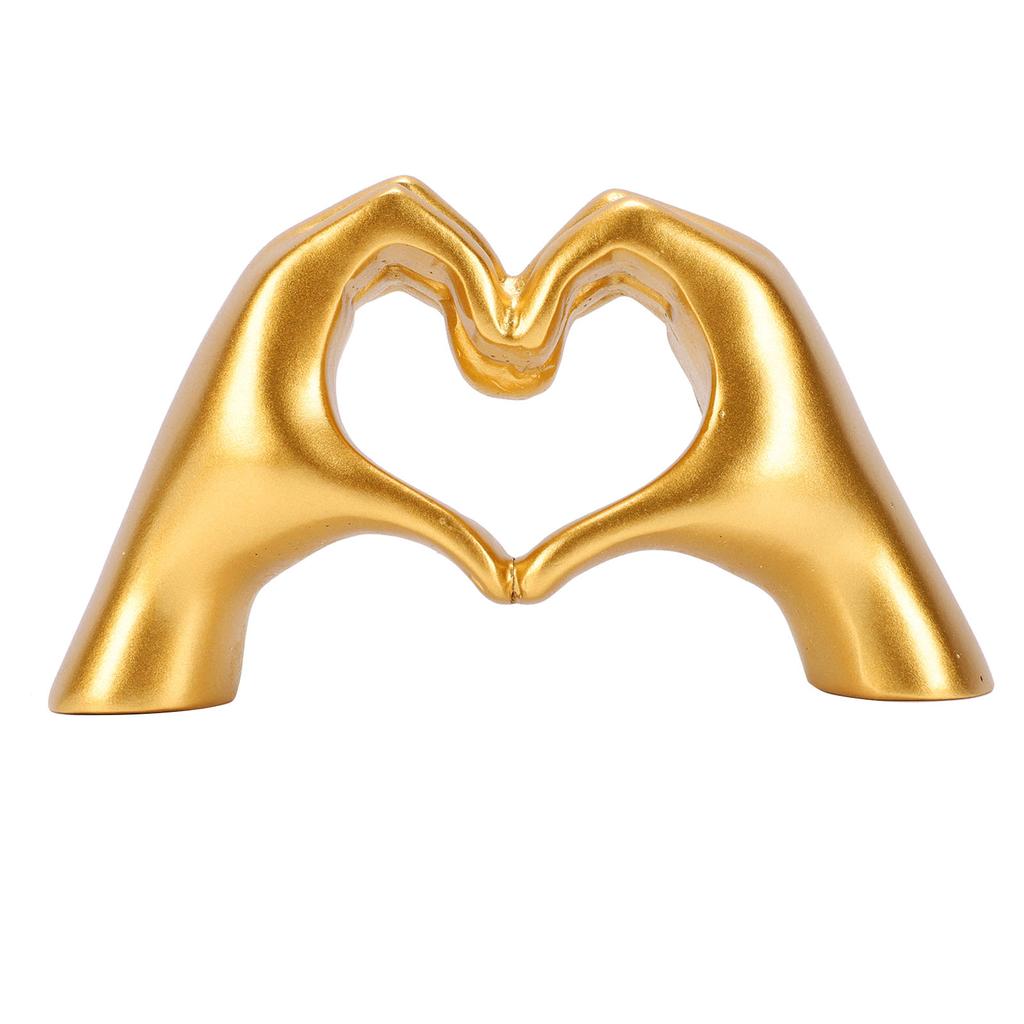 Gold Heart Hand Sculpture Handcrafted Modern Small Resin Heart Finger Statue for Office Home Decor Gold Small Size