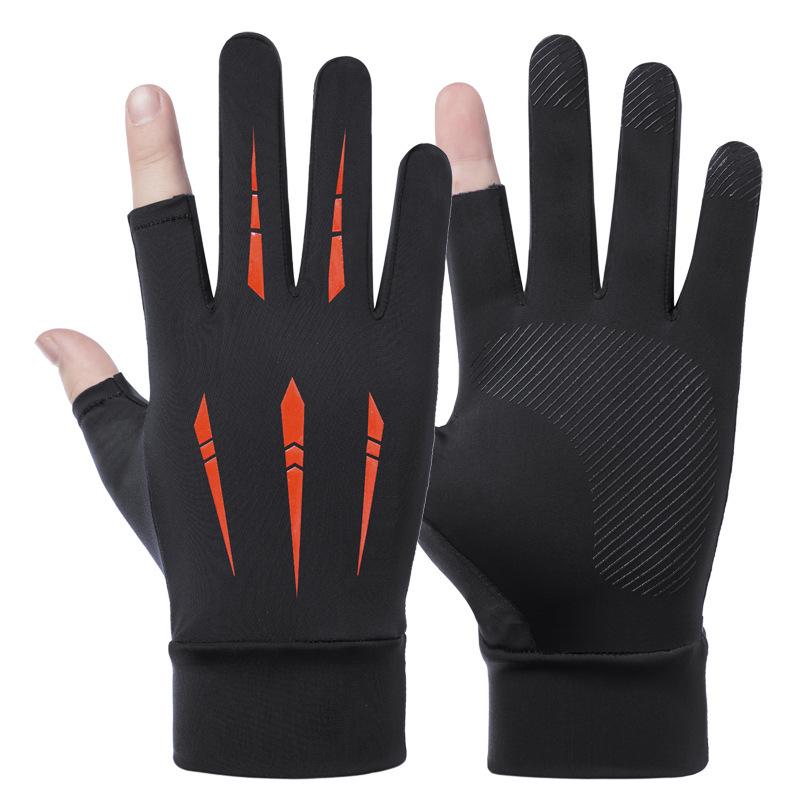 Sunscreen Gloves Driving Fishing Leaking Two Fingers Ice Silk Anti-slip Gloves Breathable Fitness Cycling Express Quick Dry Gloves