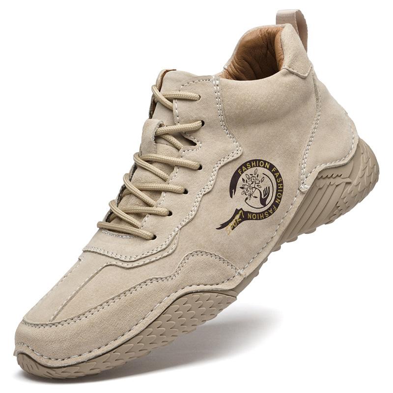 

Men s autumn and winter models, large size eight-catch fish, pigskin, high-top Martin boots with velvet are optional. 38 песочный