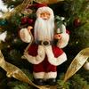 12" Christmas Santa Figurines Standing Santa Claus Doll with Present Box for Holiday Party Window Home Desktop Decoration