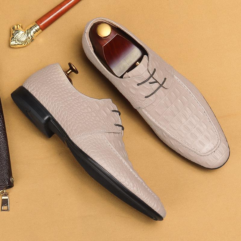 Herrskor i läder med krokodilmönster Äkta läder Business Casual Derby-skor Brittiska präglade Utrikeshandel Herrskor