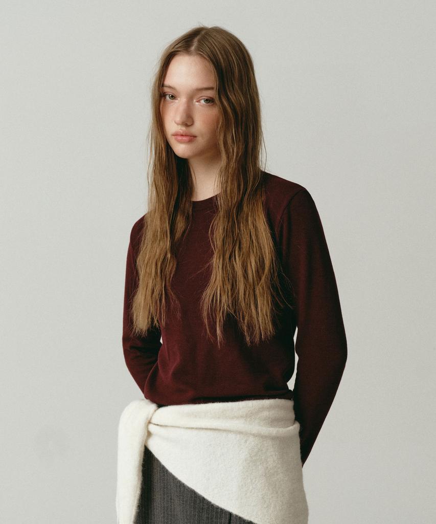 LOSSYROW Basic Round Tee Burgundy