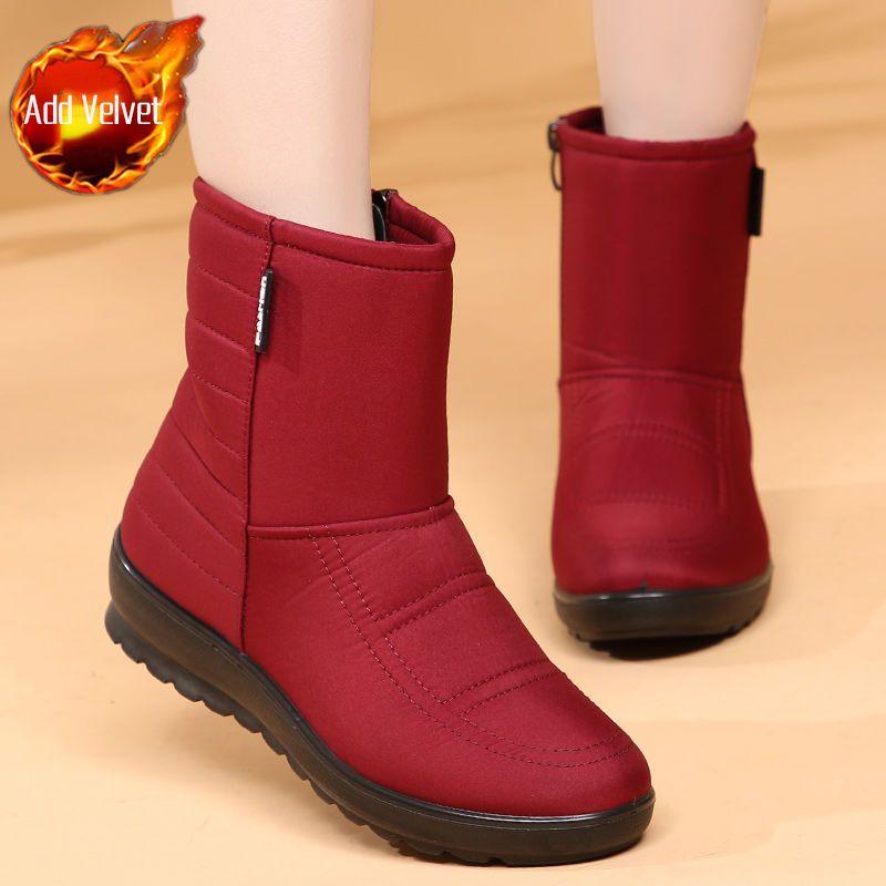 Fashion Waterproof Women's Snow Boots Half High Fleece-lined Round Toe Platform Ladies Shoes Designer Luxury Trend 2025 Footwear Sale