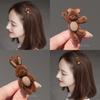 Korean Cute Brown Flocked Bear Hair Clip for Bangs