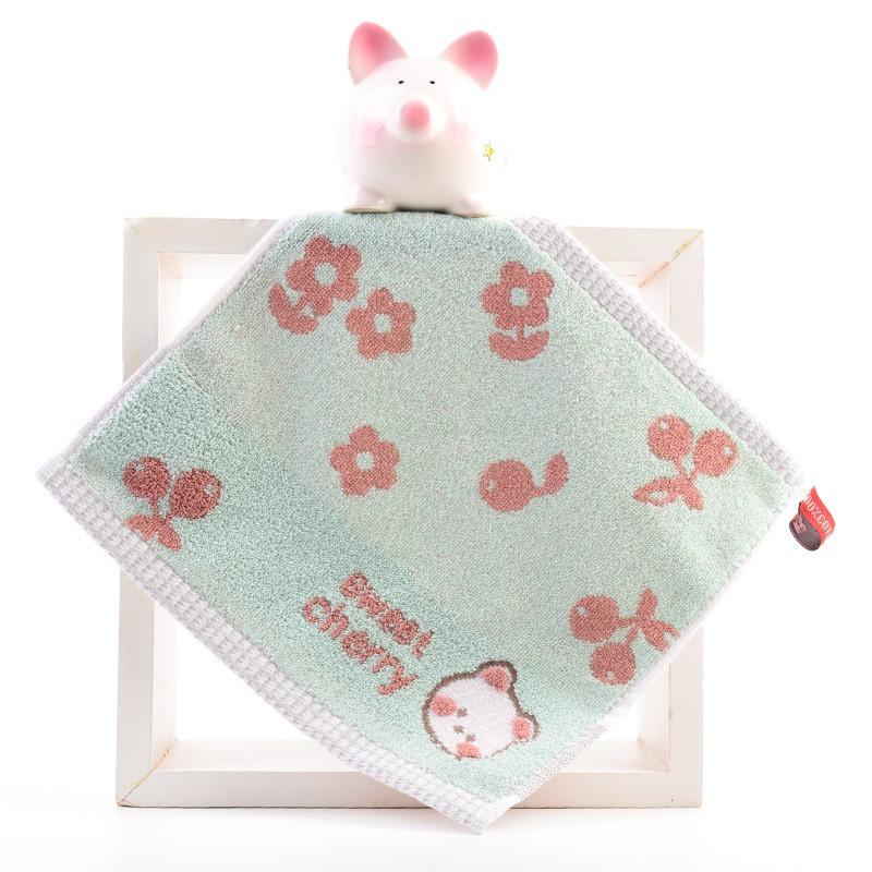 1Pcs 25x25cm Portable Absorbent Soft Cotton Cartoon Animal Small Square Face Hand Towel With Loop