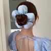 Stoffblumen-Scrunchies Schwamm Übertriebener Haarring Mode Große Satin-Haargummis Party