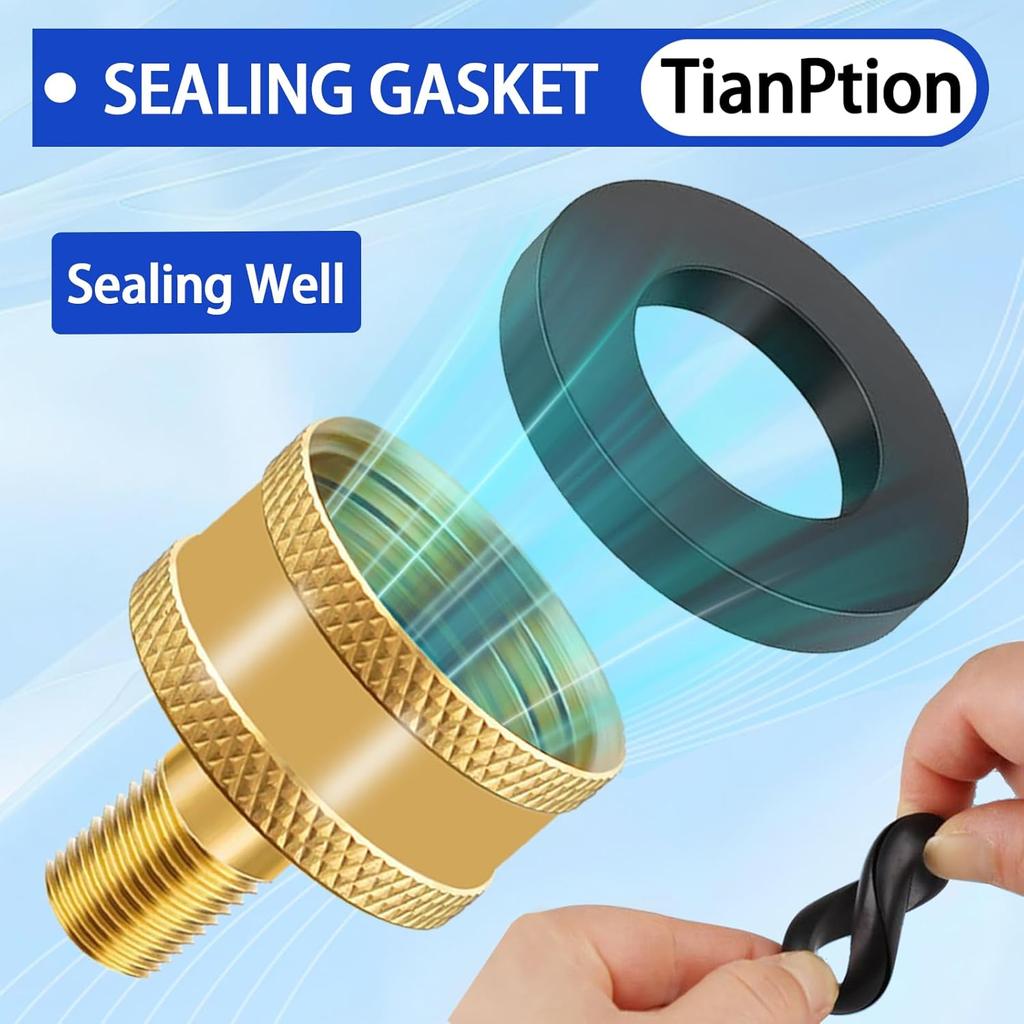 RV Blow Out Plug For Winterization - Brass Sprinkler Water Blow-Out Adapter With Schrader Valve To 3/4'' GHT Garden Hose Connection Winterizing