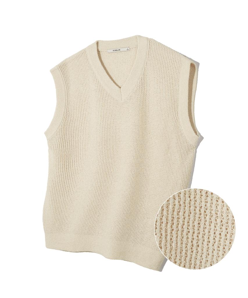 Kimwear Boucle Oversized Knit Vest_Cream