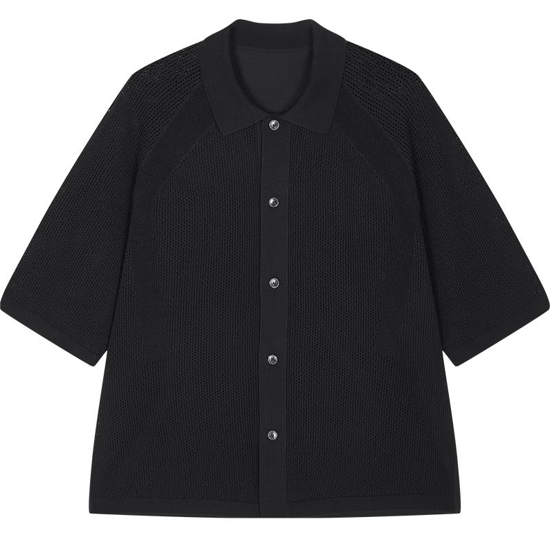 CROQUIS Men's 2025 Spring Jet Black Cotton Cardigan