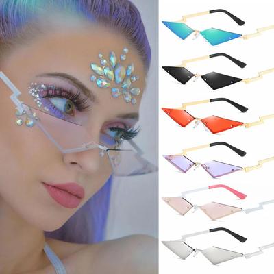 Trending Ladies Eyewear Rimless Sun Glasses Diamond Shape Fashion Women Sunglasses True Film Lens
