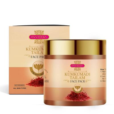 Obličejový balíček na akné, pigmentaci, tmavé skvrny a skvrny s přírodními výtažky z Kumkumadi Tailam a kaolinovým jílem pro kyprou pleť, 100 ml