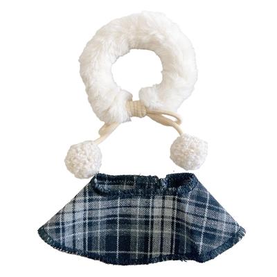 10cm Plush Doll Clothes - Checkered Fur Cape, Black - Plush Doll Outfit, Costume, Accessory, Fandom Activities, Doll, Mascot, K-Pop Doll Costume