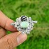 925 Silver Brazilian Chrysoprase Gemstone Flower Sister Solitaire Wedding Ring