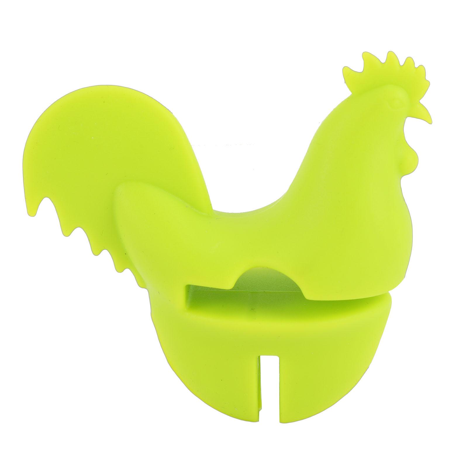 

Silicone Pot Clip Rooster Shaped Lid Lifter Spoon Rest for Kitchen Cooking Heat Resisting Spill Proof Green